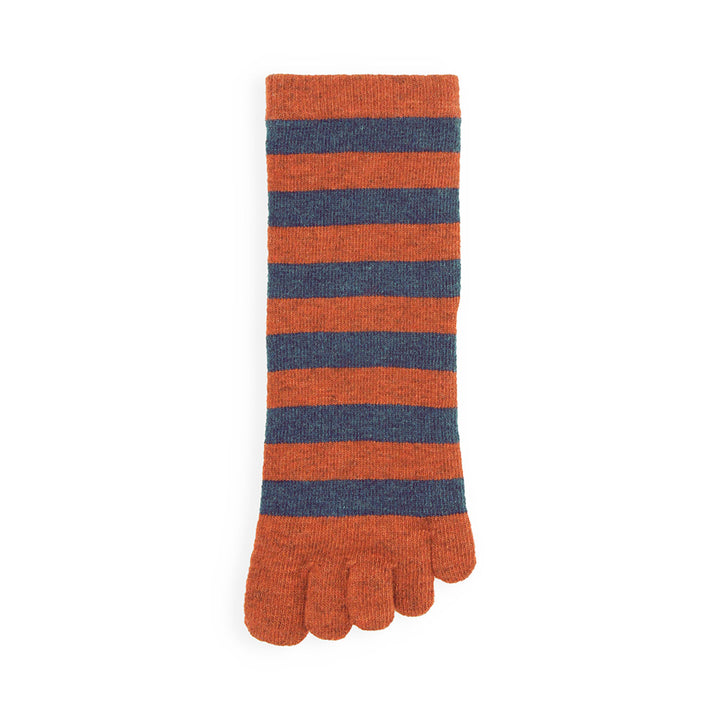 Striped Extra Fine Merino Toe Short Crew Socks - DarkOrange (WOMEN)