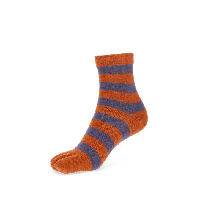Striped Extra Fine Merino Toe Short Crew Socks - DarkOrange (WOMEN)