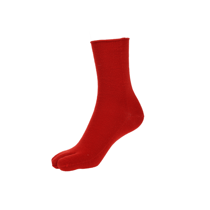 Super Extra Fine Merino Tabi Crew Socks - Red (WOMEN)