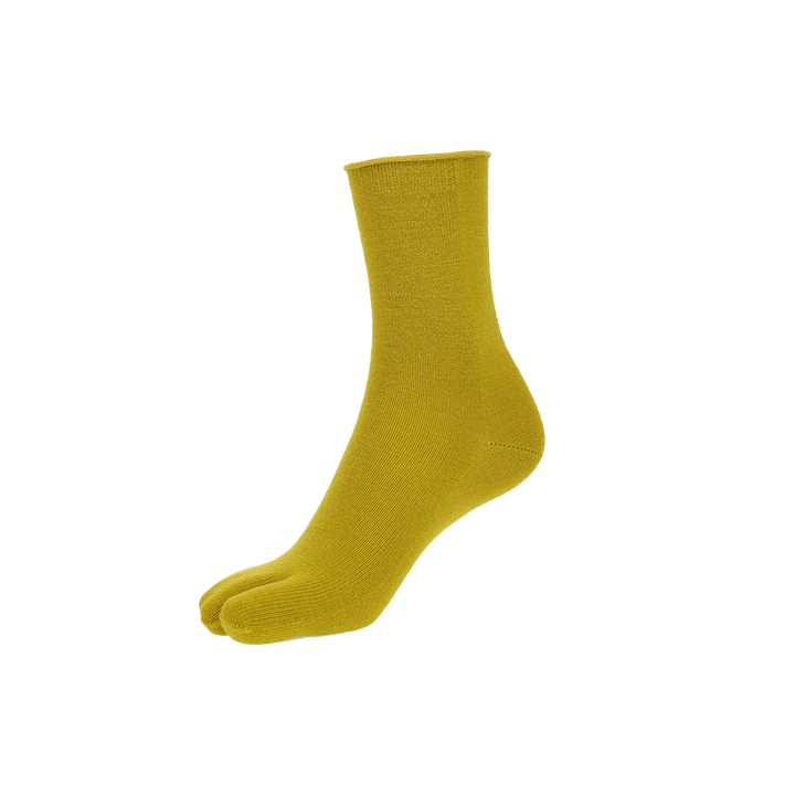 Super Extra Fine Merino Tabi Crew Socks - DullYellow (WOMEN)