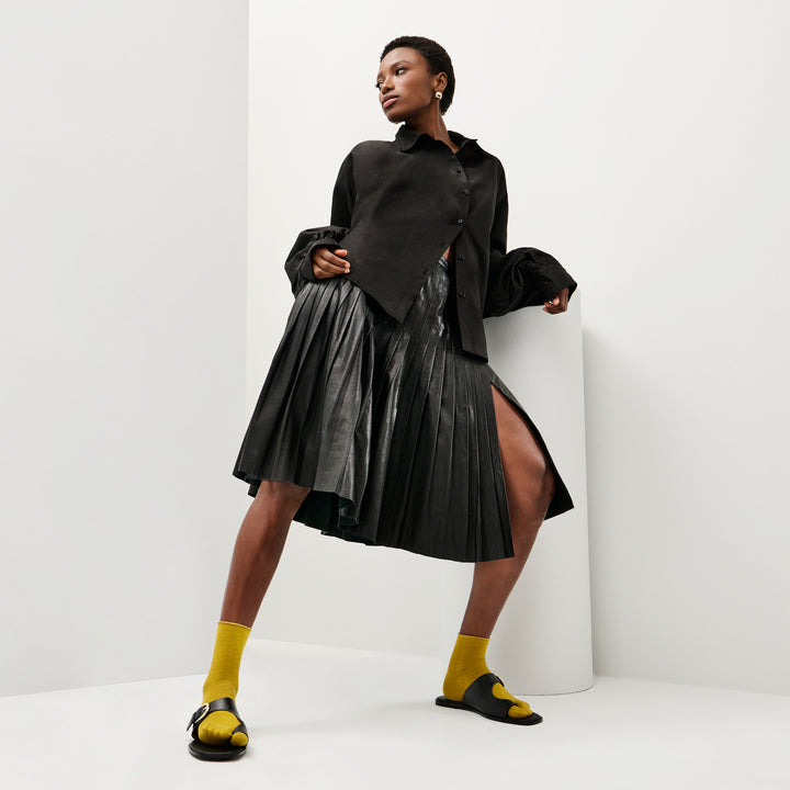 Super Extra Fine Merino Tabi Crew Socks - DullYellow (WOMEN)