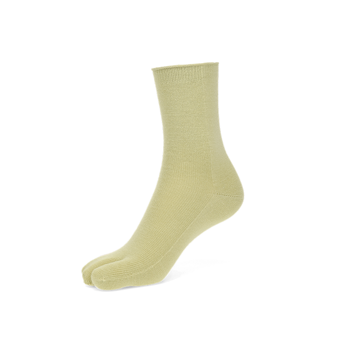 Super Extra Fine Merino Tabi Crew Socks - YellowGreen (WOMEN)