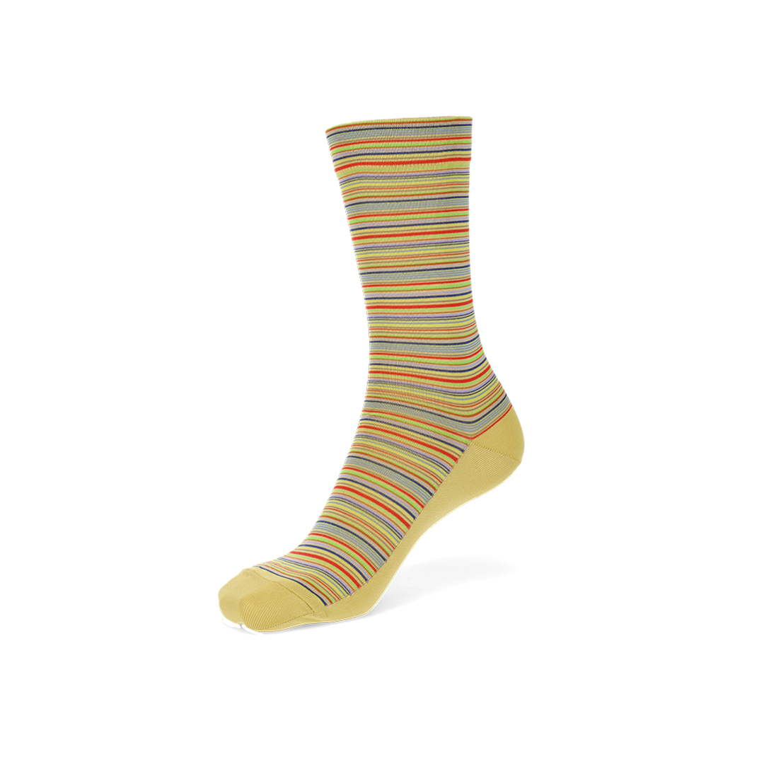 Sustainable Striped Crew Socks - LimeYellow (WOMEN)