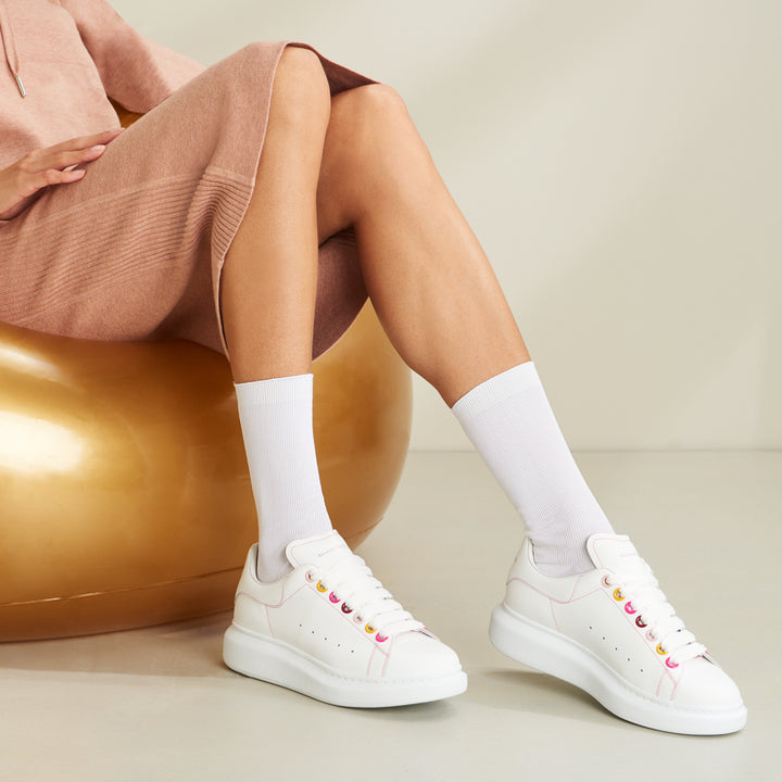 Premium Suvin Gold Cotton Crew Socks - White (WOMEN)