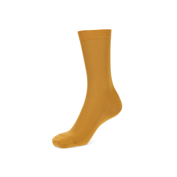 Premium Suvin Gold Cotton Crew Socks - YellowBrown (WOMEN)