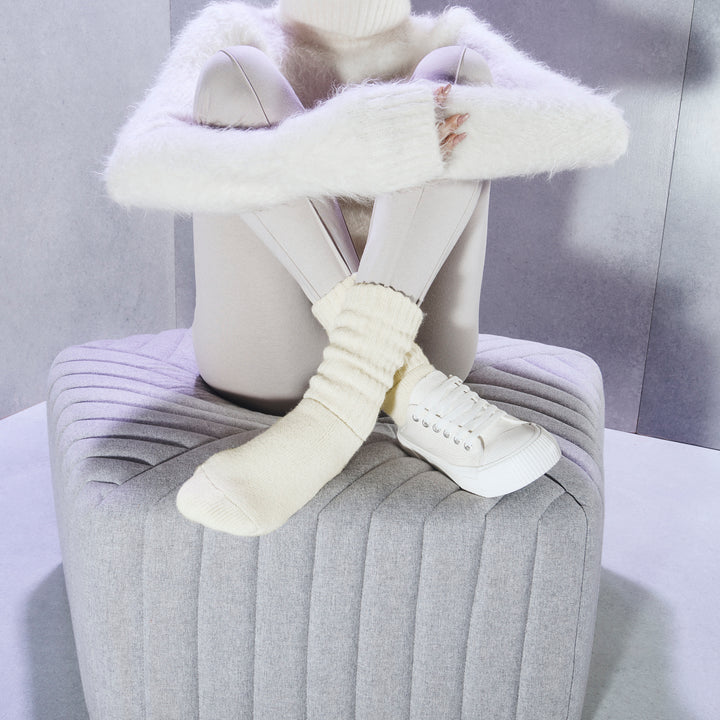 Pile-Lined Lounge Crew Socks - Ivory (WOMEN)
