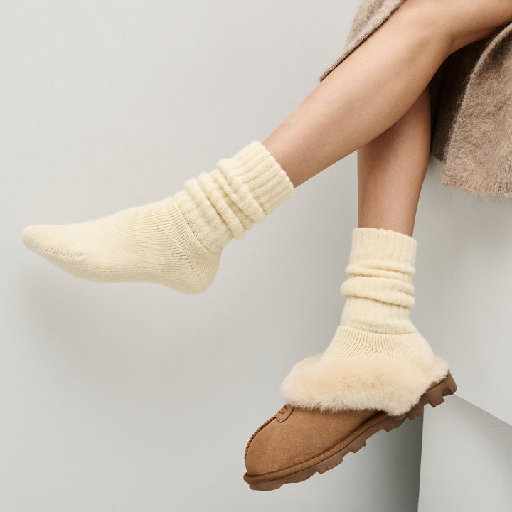 Pile-Lined Lounge Crew Socks - Ivory (WOMEN)