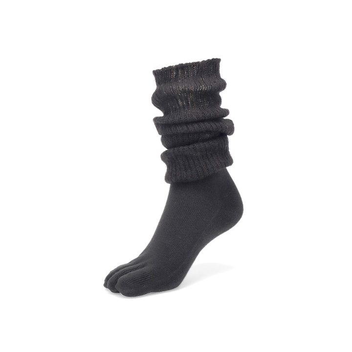 Merino Leg Warmer Toe Socks - Black