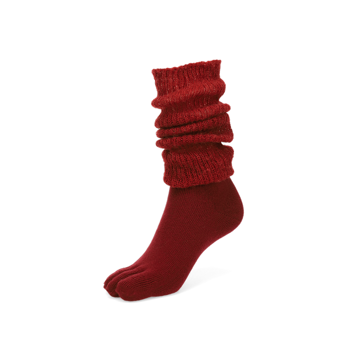 Merino Leg Warmer Toe Socks - DarkRed
