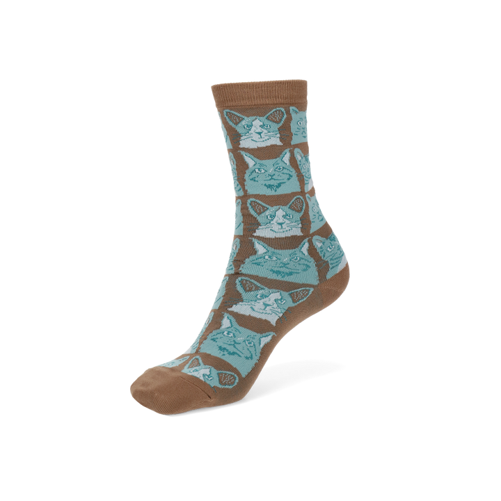 Cat Cotton Crew Socks - LightBrown (WOMEN)