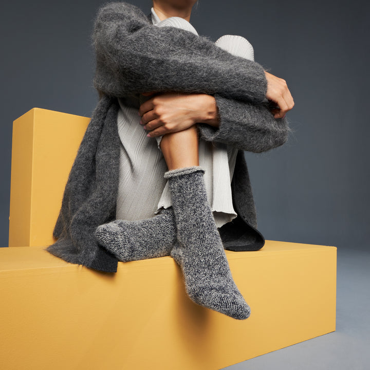 Extremely Warm Alpaca-Merino Lounge Socks - DimGrey