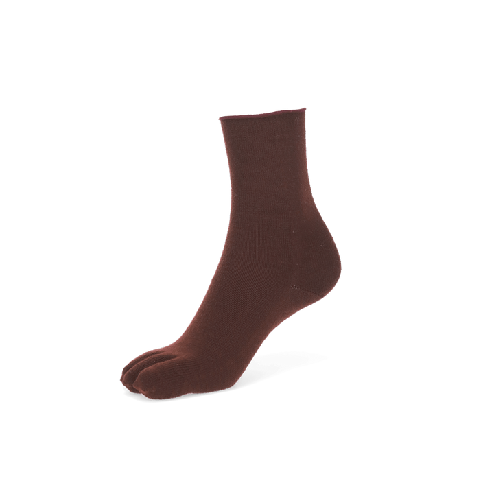 Super Extra Fine Merino Toe Crew Socks - DarkRed (WOMEN)