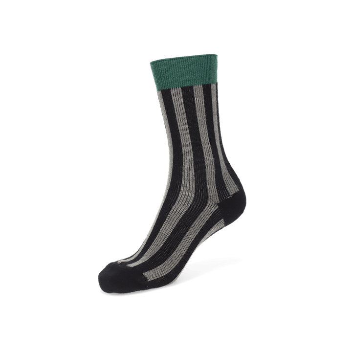 Jacquard Stripe Crew Socks - Black