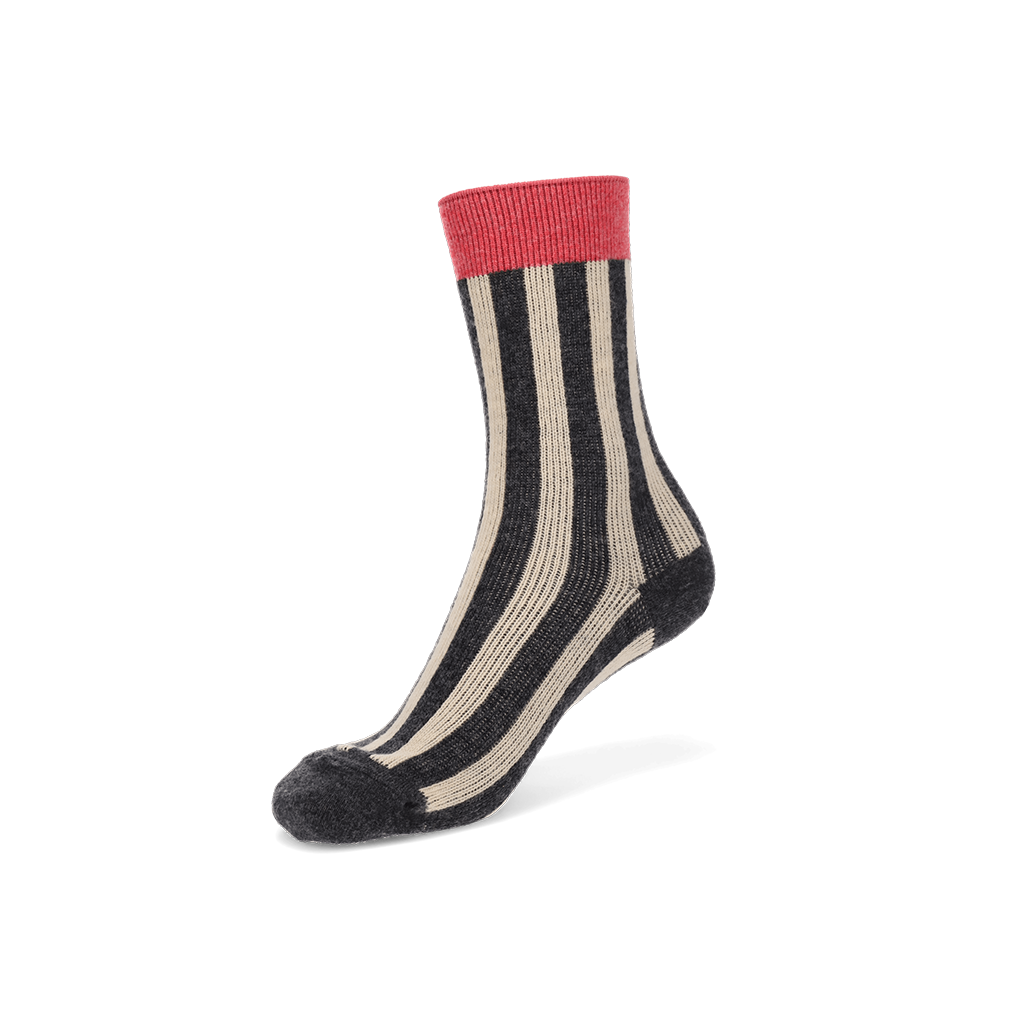 Jacquard Stripe Crew Socks - White