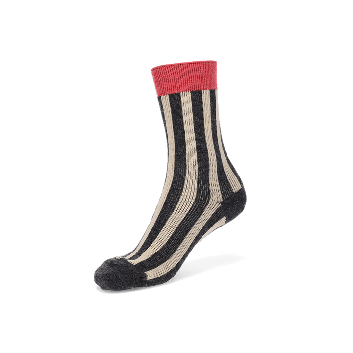 Jacquard Stripe Crew Socks - White