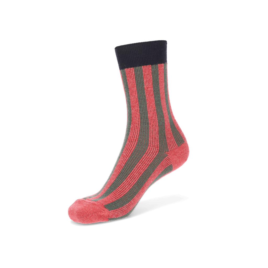 Jacquard Stripe Crew Socks - HotPink
