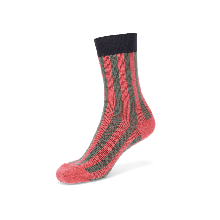 Jacquard Stripe Crew Socks - HotPink