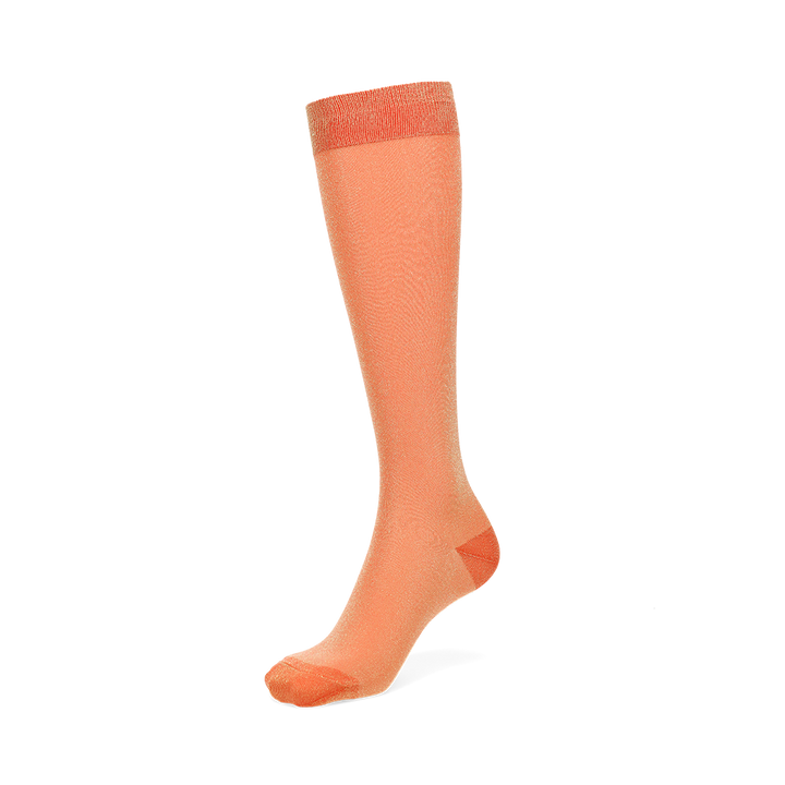 Soft Lamé Semi-Sheer Knee-High Socks - BrightOrange (WOMEN)