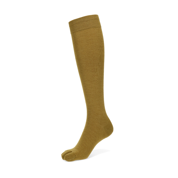 Extra Fine Merino Tabi Knee High Socks - YellowBrown (WOMEN)