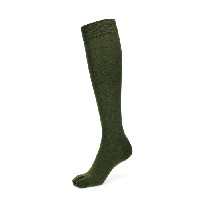 Extra Fine Merino Tabi Knee High Socks - Olive (WOMEN)