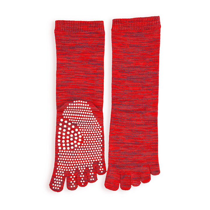 Reflexology Cotton Toe  Crew Socks - Red