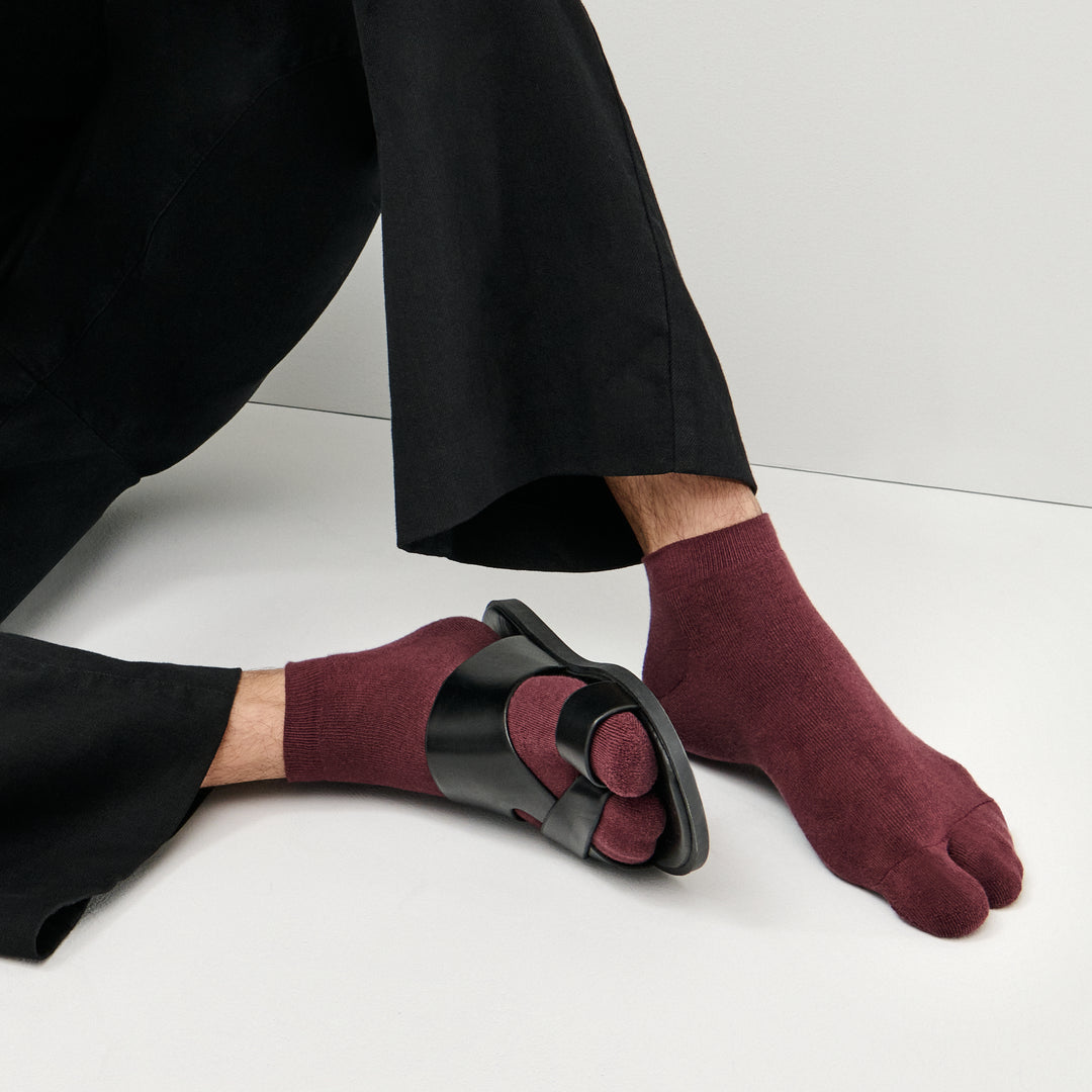 Cotton Pile Tabi Sneaker Socks - DarkRed (MEN)