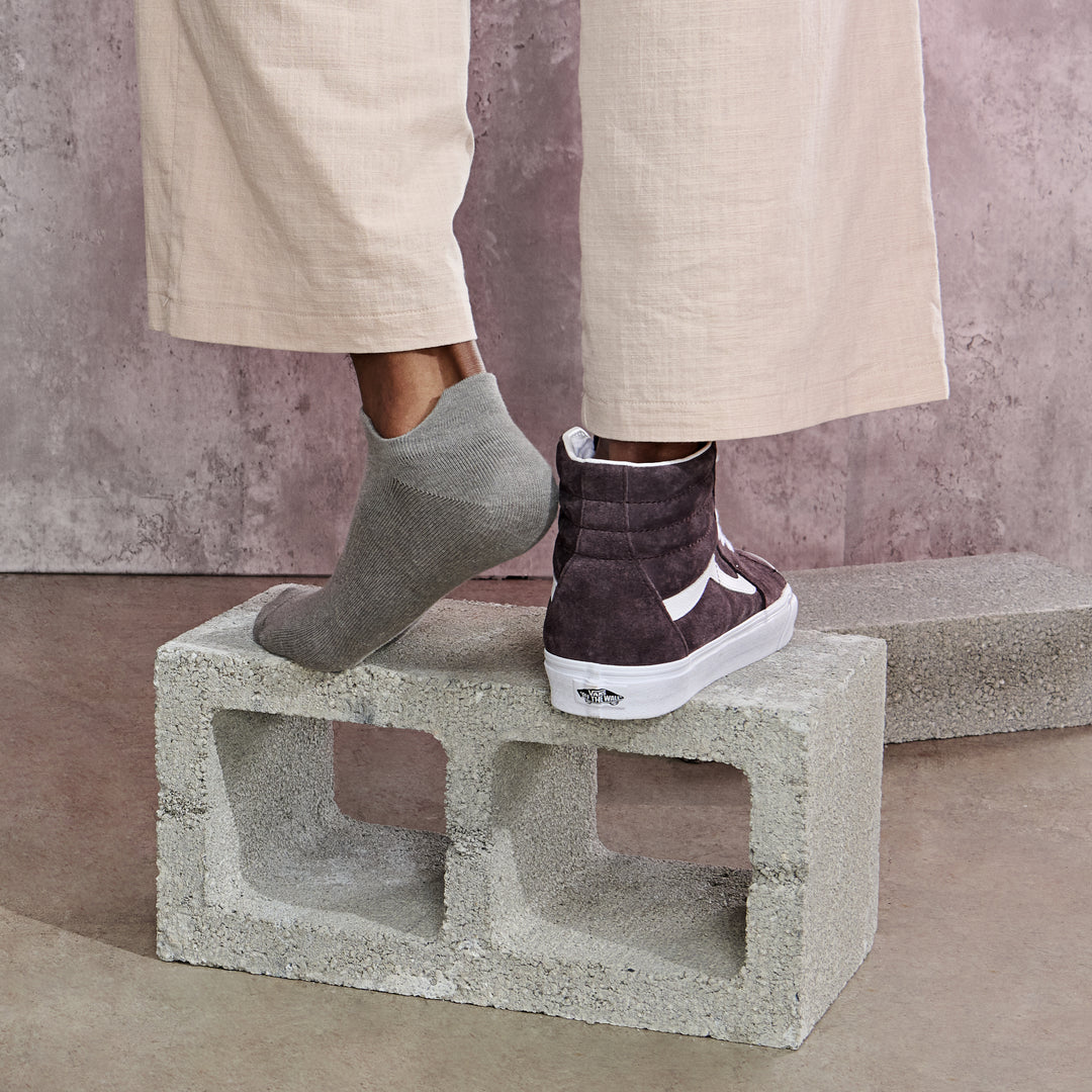 Ankle-Guard Cotton Sneaker Socks - Grey (MEN)