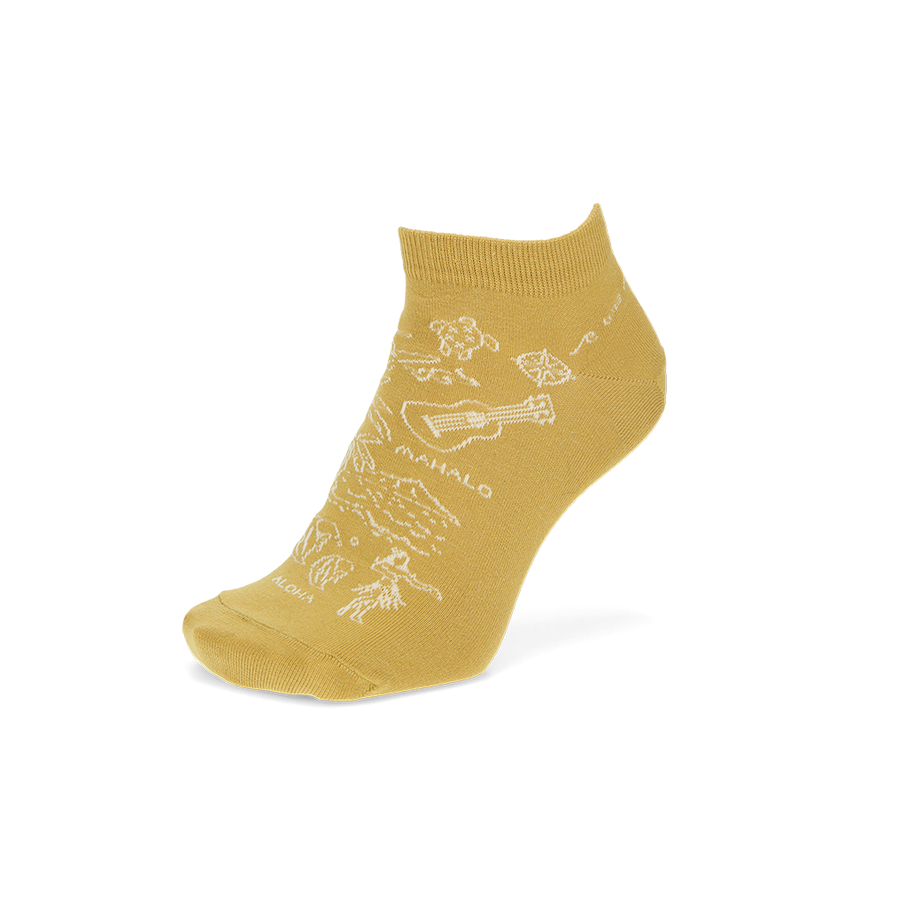 Aloha Cotton Sneaker Socks - DullYellow (MEN)