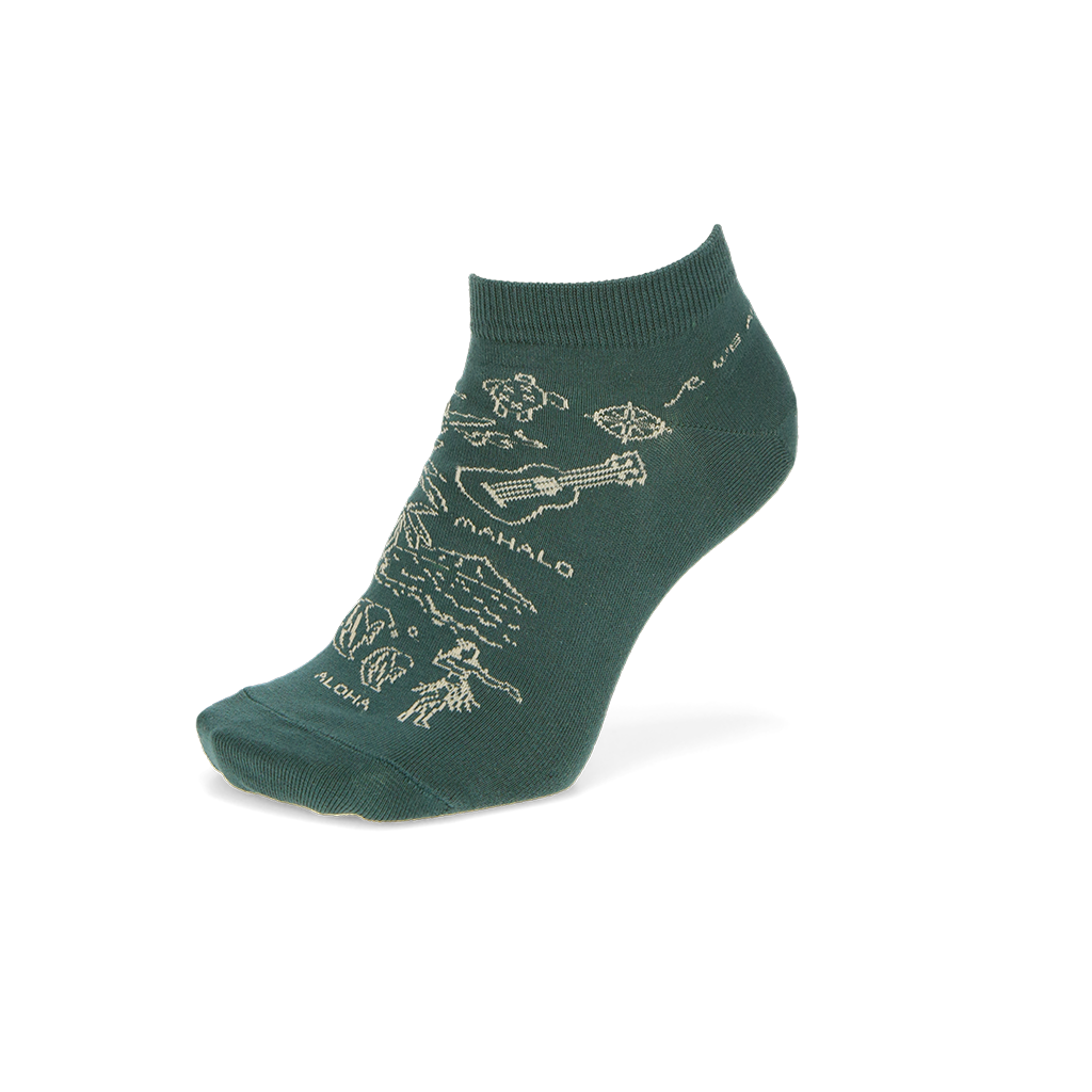 Aloha Cotton Sneaker Socks - DarkGreen (MEN)