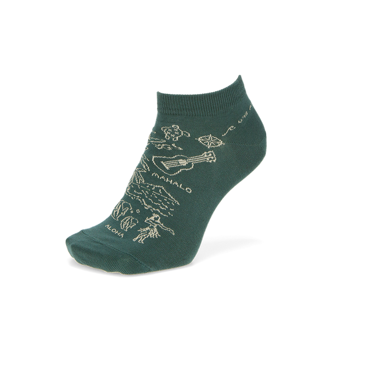 Aloha Cotton Sneaker Socks - DarkGreen (MEN)