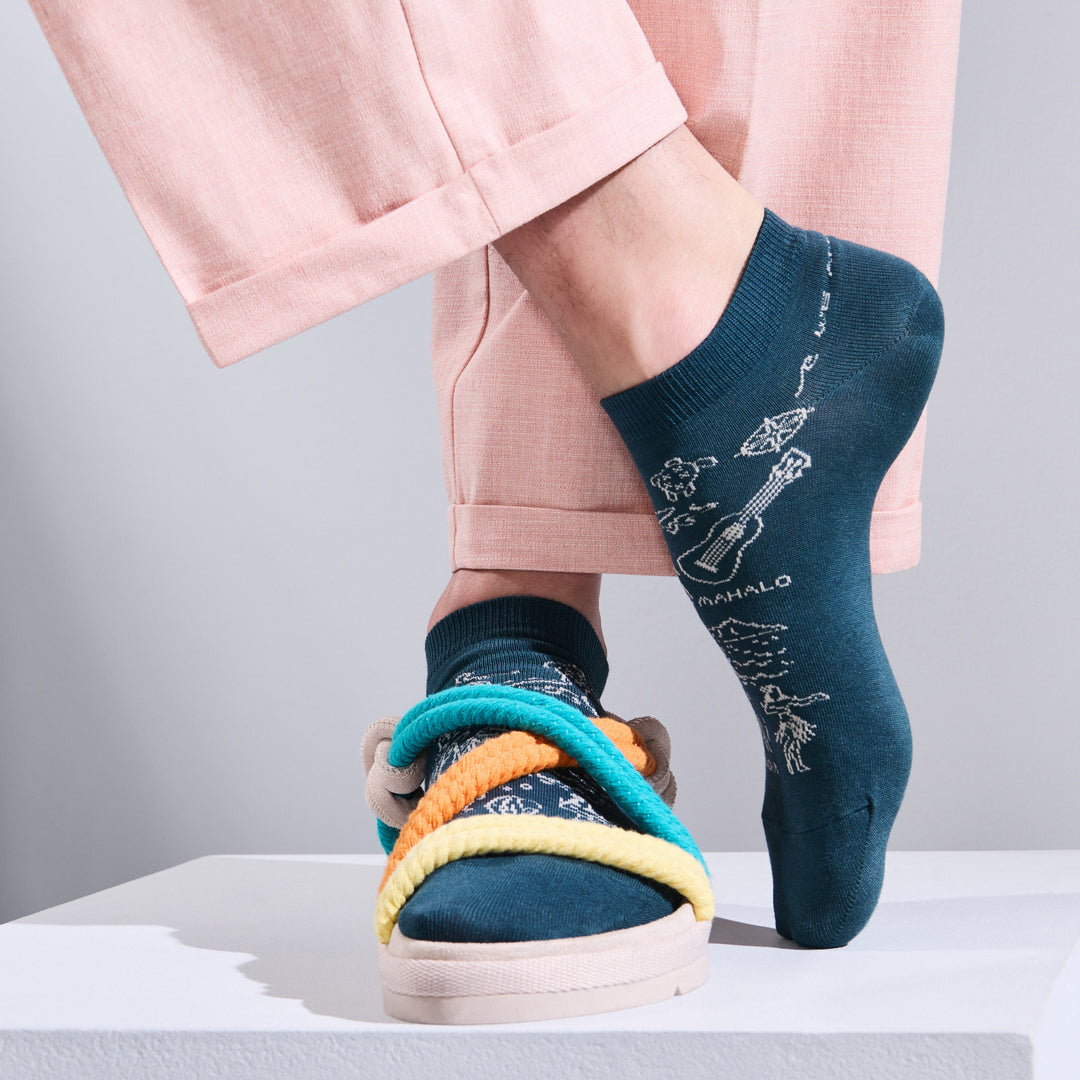 Aloha Cotton Sneaker Socks - DarkGreen (MEN)