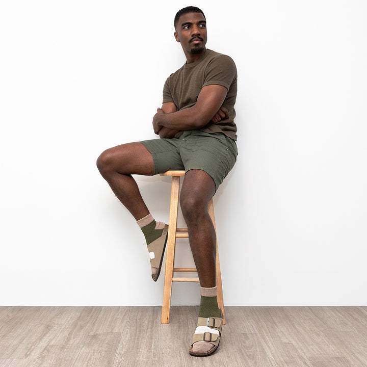 Tricolor Washi Short Crew Socks - Beige (MEN)