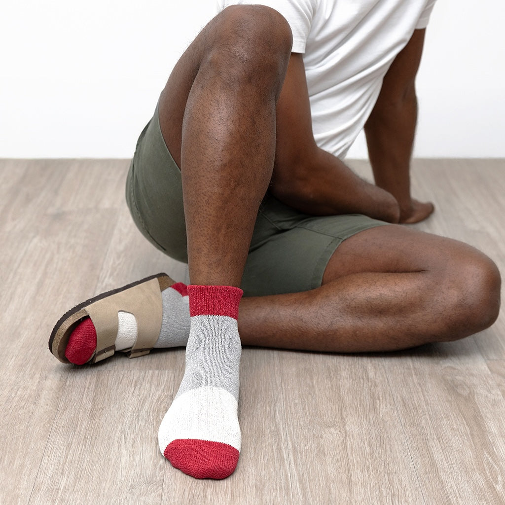Tricolor Washi Short Crew Socks - Red (MEN)