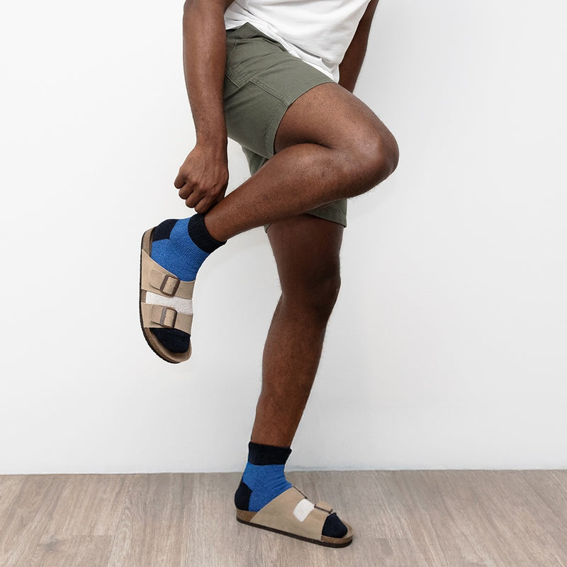 Tricolor Washi Short Crew Socks - Navy (MEN)