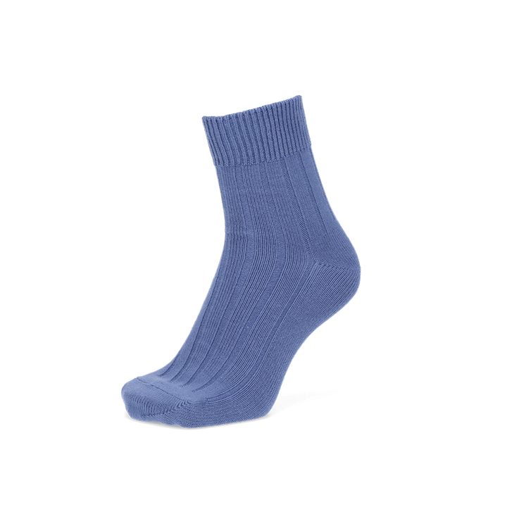Wide-Ribbed Cotton Short Crew Socks - Violet