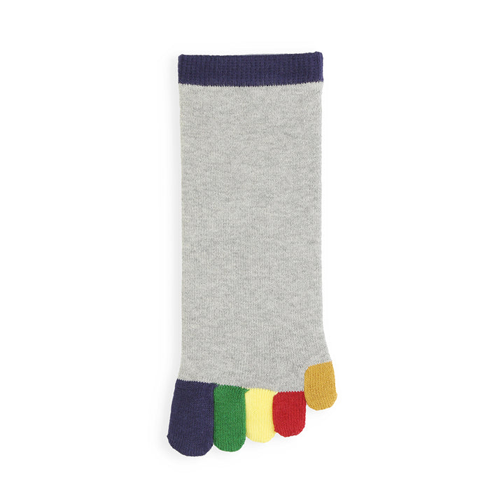 Colorful Toes Cotton Short Crew Socks - Grey (MEN)