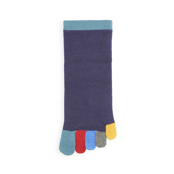 Colorful Toes Cotton Short Crew Socks - Navy (MEN)