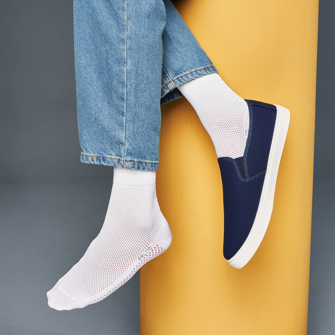 Full-Mesh Short Crew Socks - White