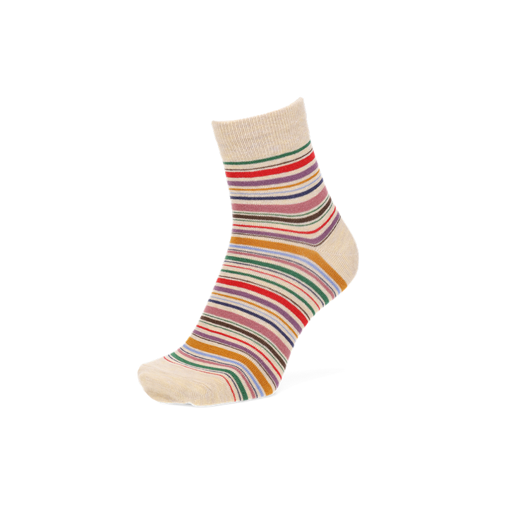 Racing Stripe Short Crew Socks - Beige (MEN)