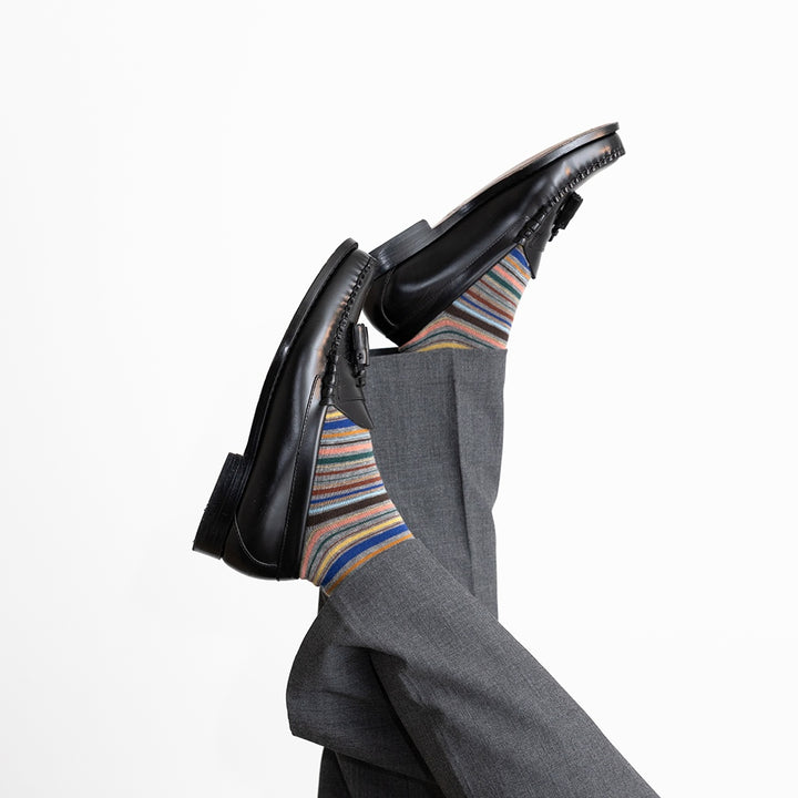 Racing Stripe Short Crew Socks - Grey (MEN)