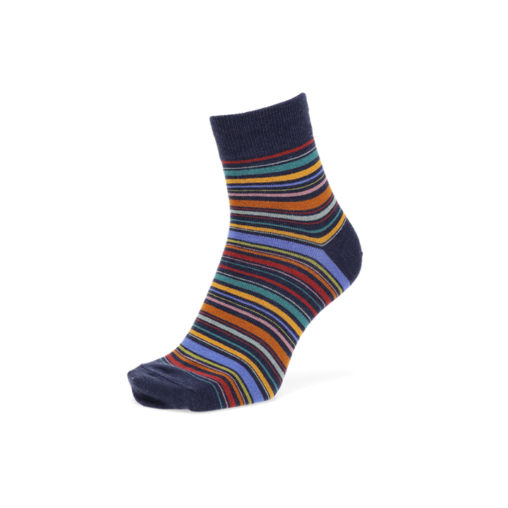 Racing Stripe Short Crew Socks - Navy (MEN)