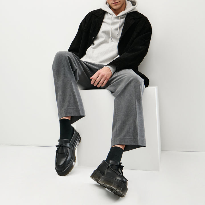 High-Standard Cotton Pile Short Crew Socks - Black