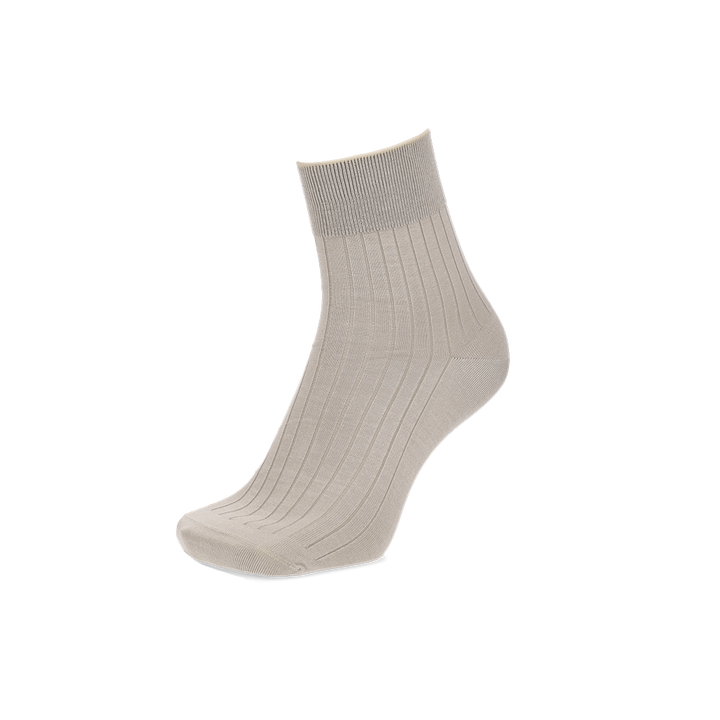 Silky Cotton Short Crew Socks - Greige (MEN)