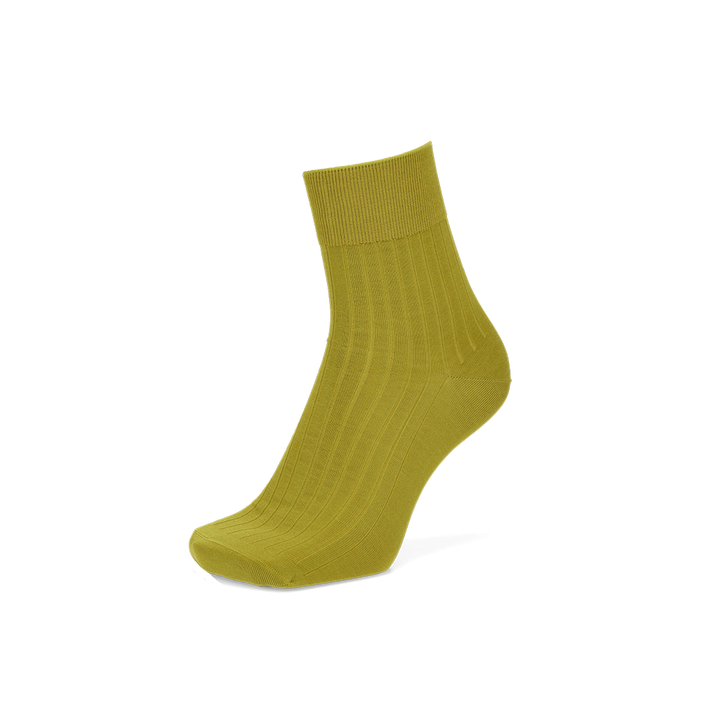 Silky Cotton Short Crew Socks - LimeYellow (MEN)