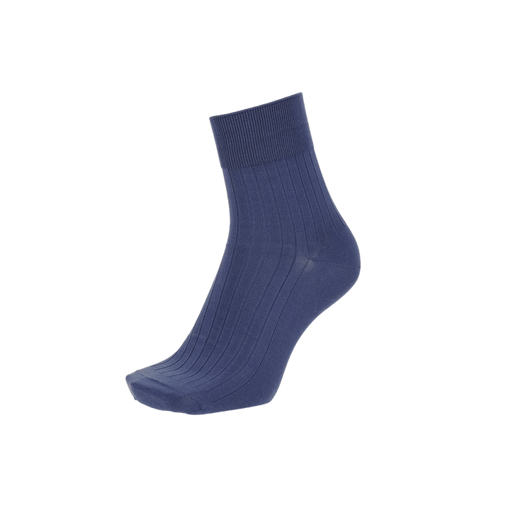 Silky Cotton Short Crew Socks - Navy (MEN)