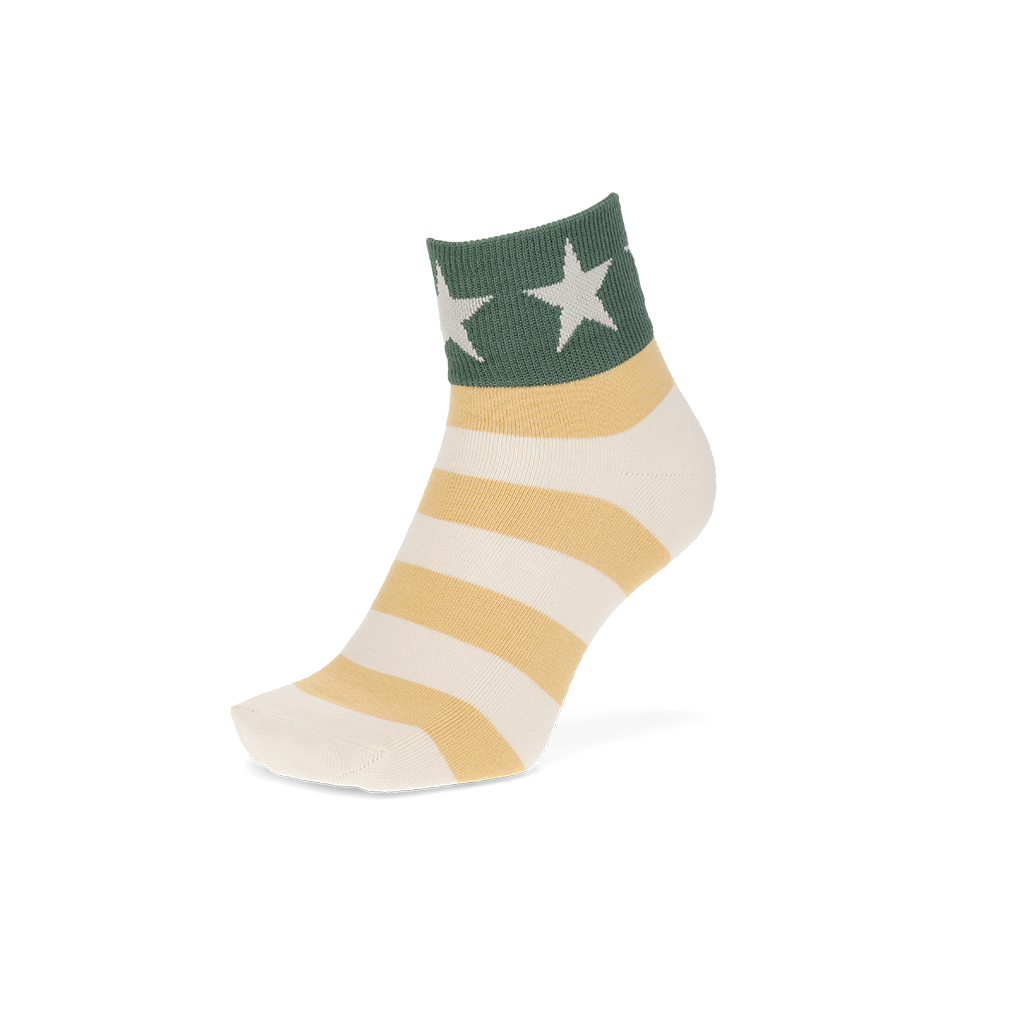 Stars and Stripes Short Crew Socks - LightYellow (MEN)