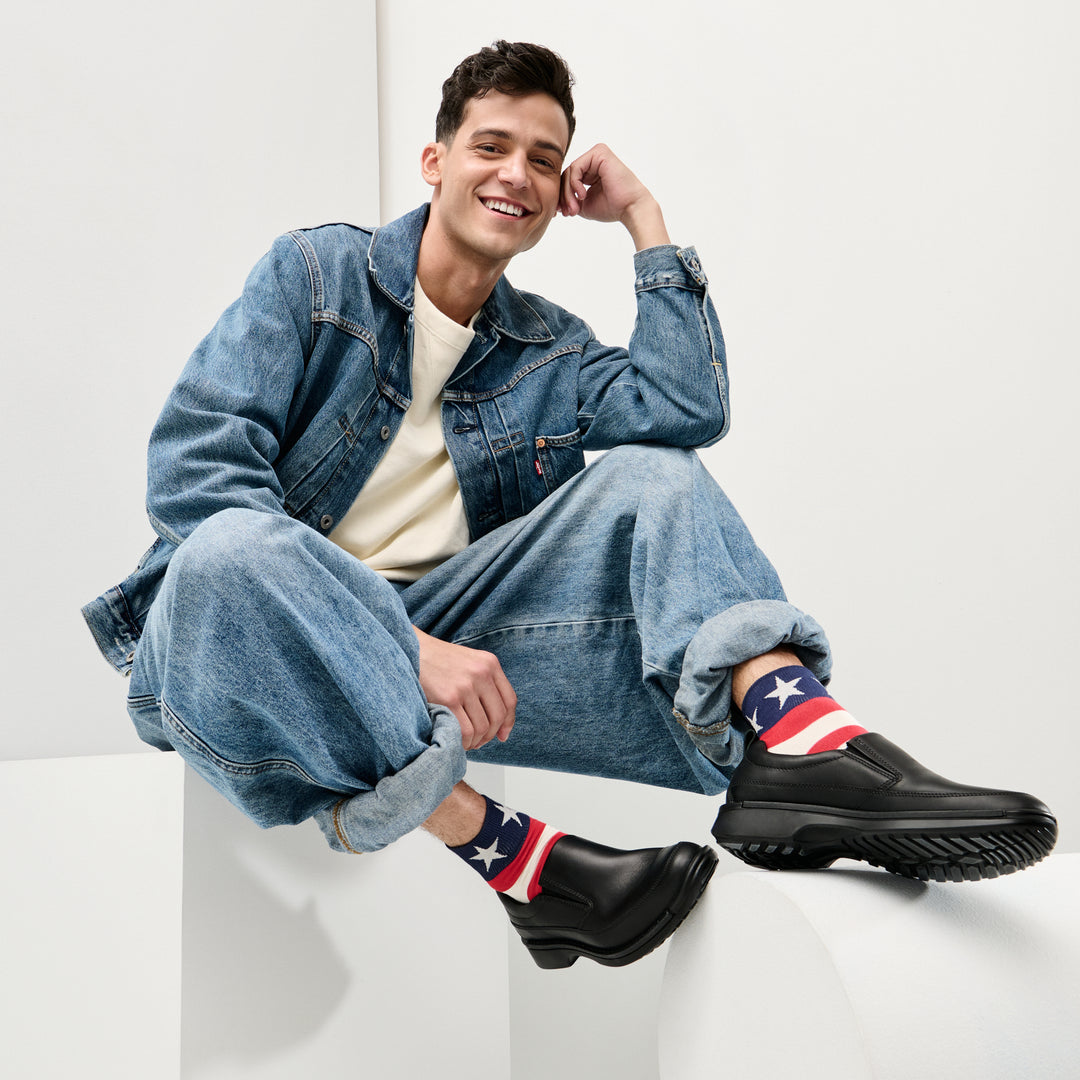 Stars and Stripes Short Crew Socks - Red (MEN)