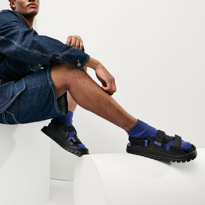 Thick Cotton Short Crew Socks - Blue (MEN)