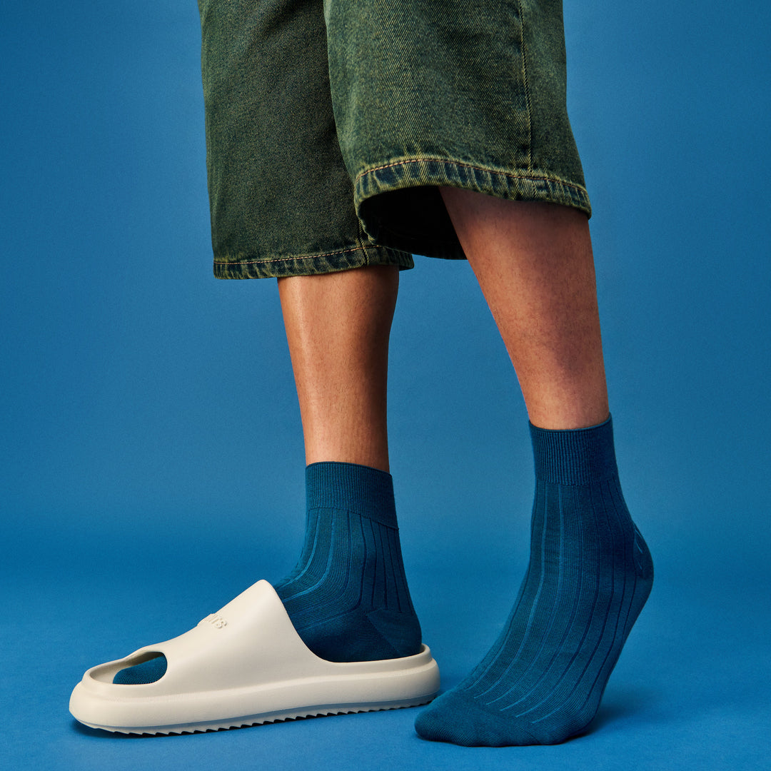 Super Extra Fine Merino Wool Quarter Socks - VintageBlue (MEN)