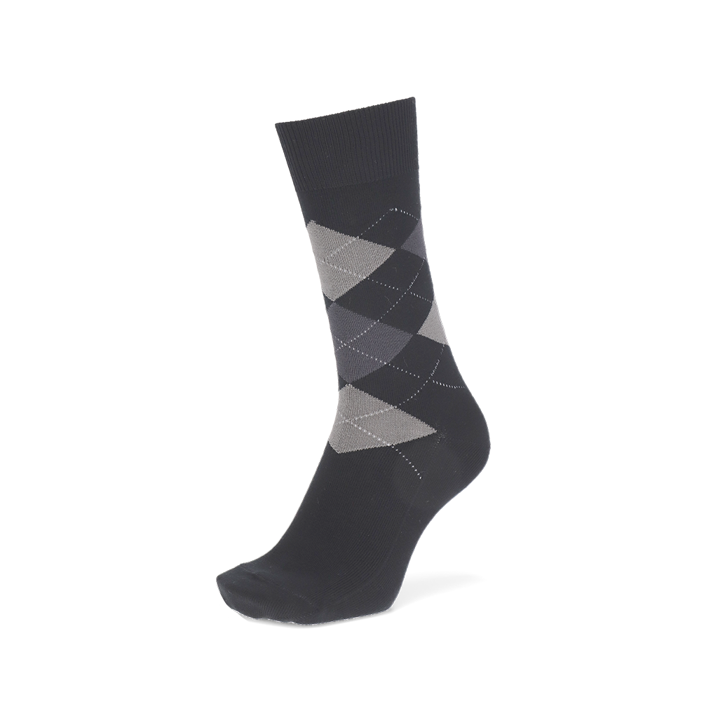 Argyle Cotton Crew Socks - Black (MEN)